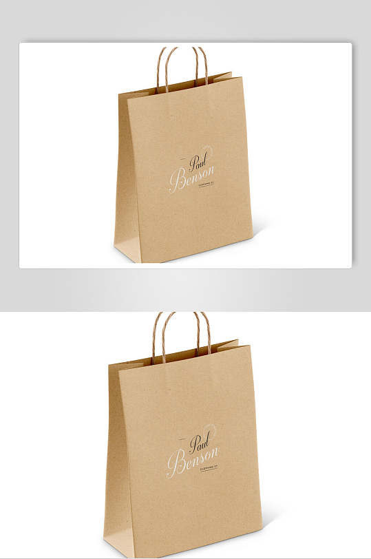 英文字母烫金棕手提袋展示样机