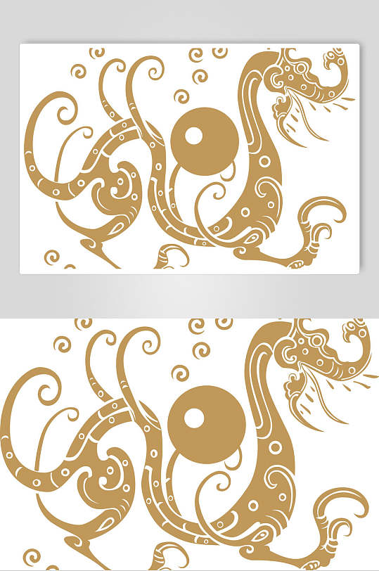 金粉描边龙纹样矢量素材