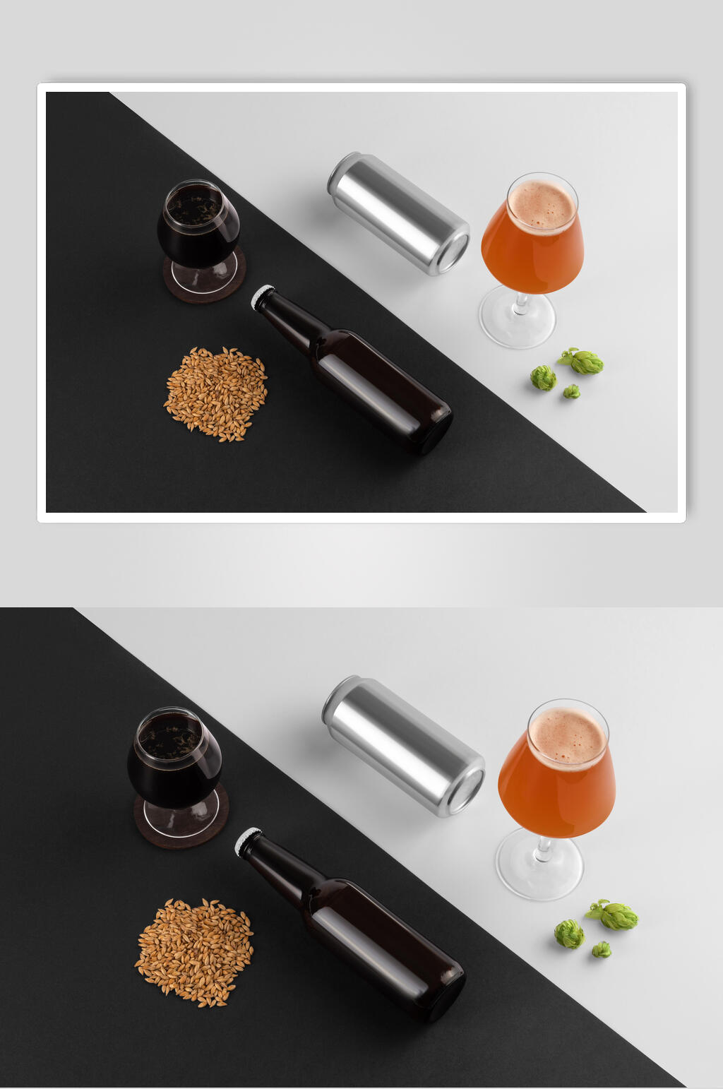 矮脚杯液体橙色易拉罐酒瓶样机素材
