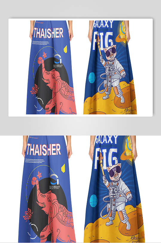 大象女生半裙子服裝圖案展示樣機(jī)