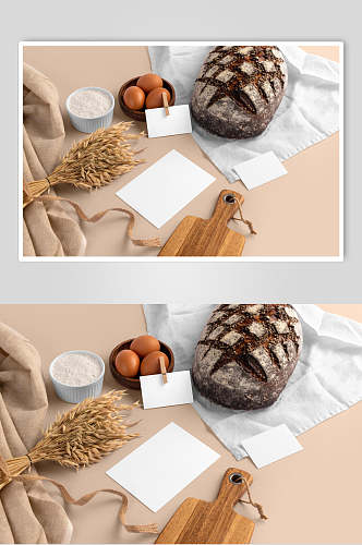 小麦插画面包包装样机