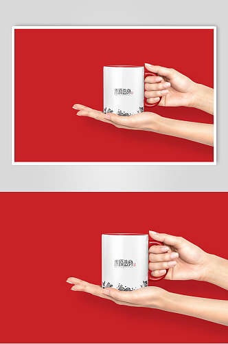 手掌心素源造物红灰色茶杯样机