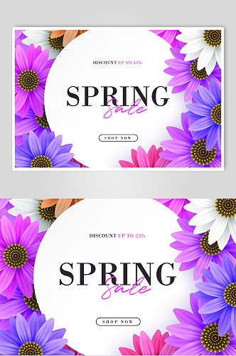 蓝紫色春季春天花卉卡片矢量素材