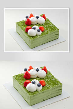 精致绿色生日蛋糕食品食物图片