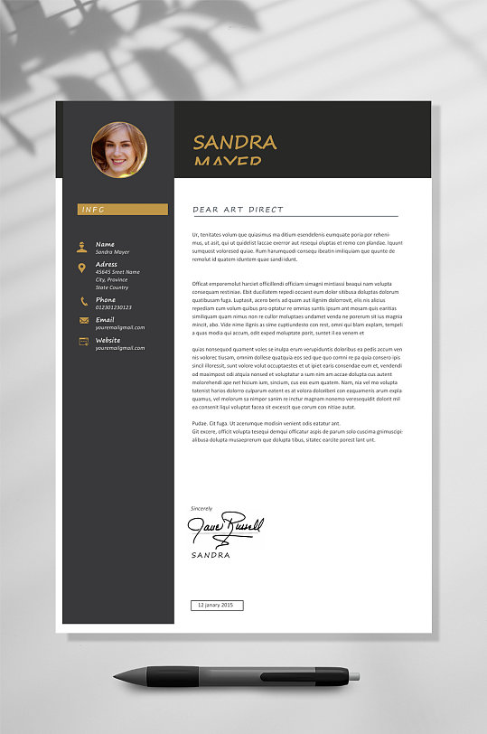 精美国外英文简历WORD模板-众图网