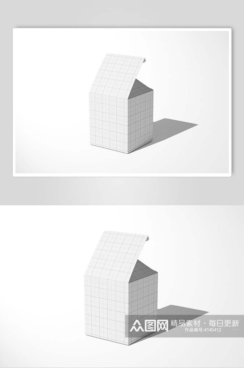 线条灰色阴影极简正方形包装盒样机素材