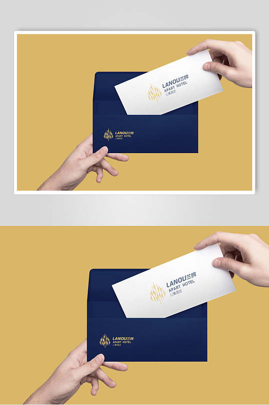 信封酒店品牌vi设计提案展示样机