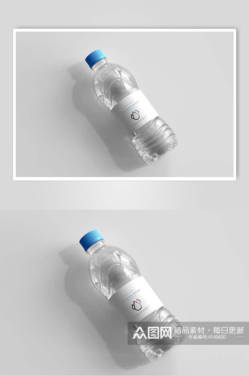 液体水滴图案白色矿泉水瓶样机素材