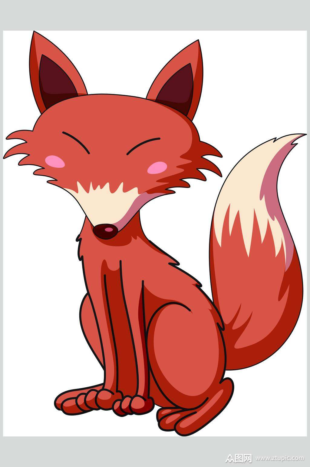 可爱手绘高端创意红色狐狸矢量插画素材