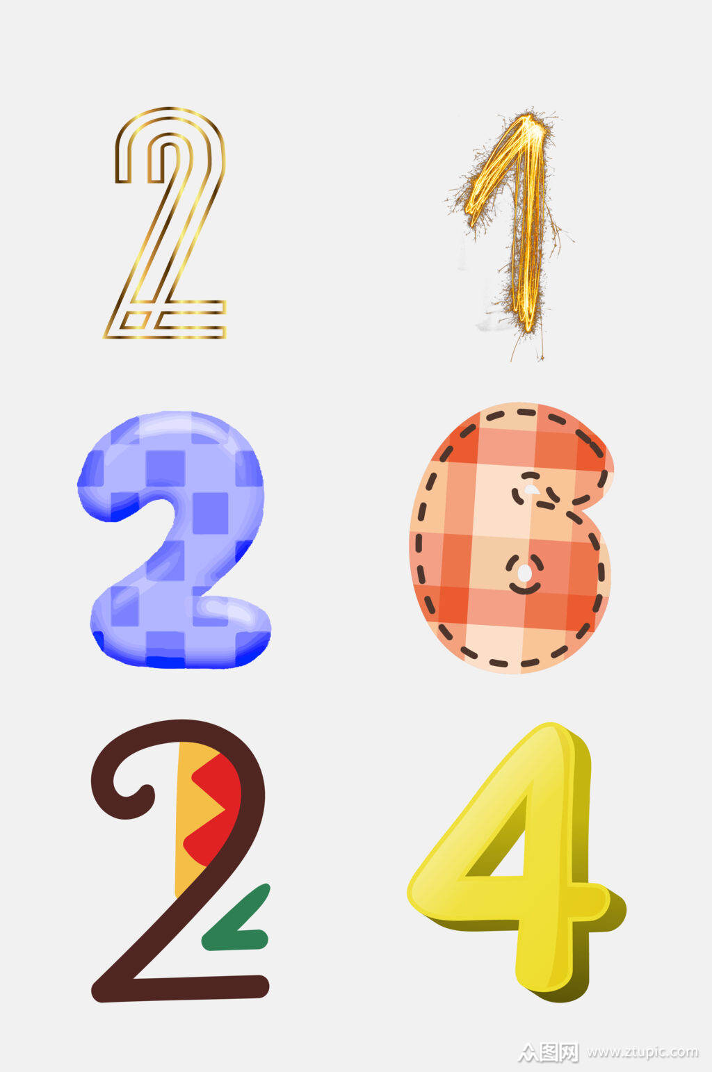 创意阿拉伯数字艺术字免抠素材素材