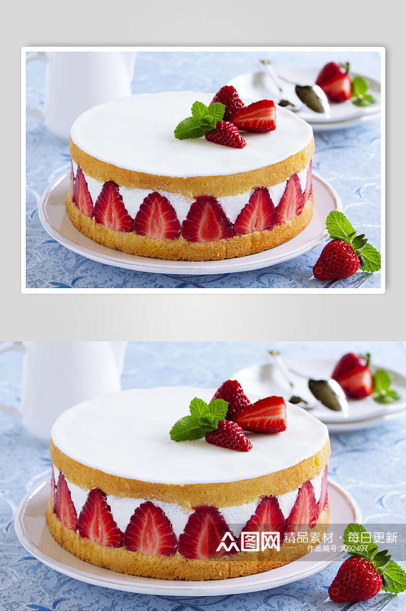 精致草莓生日蛋糕图片素材