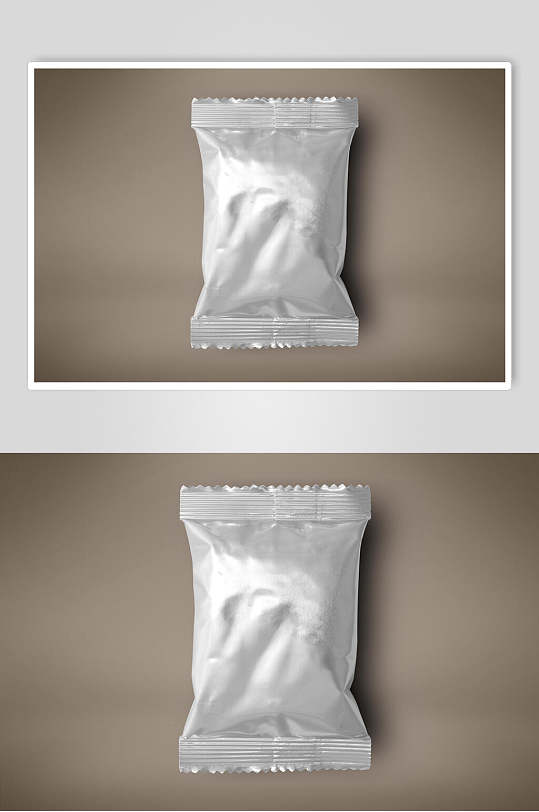 极简银色薯片塑料包装袋样机