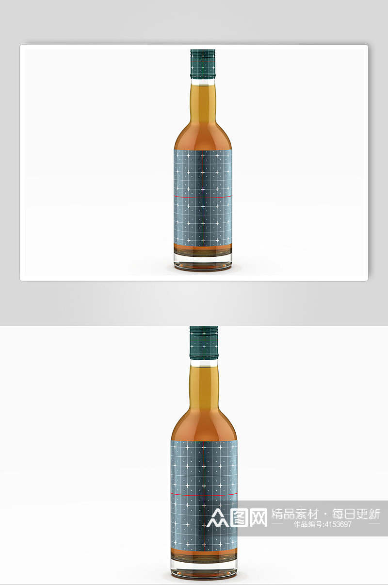 时尚明玻璃瓶酒瓶包装设计展示样机素材