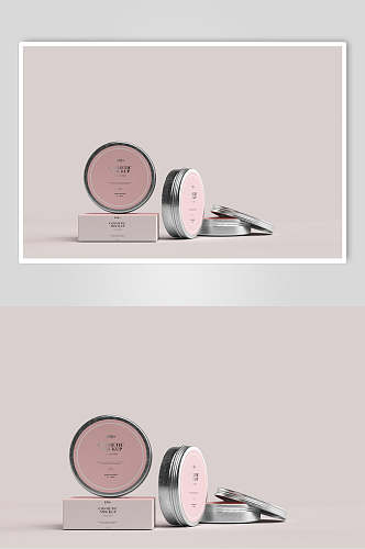 粉色圆形护肤美妆产品包装展示样机