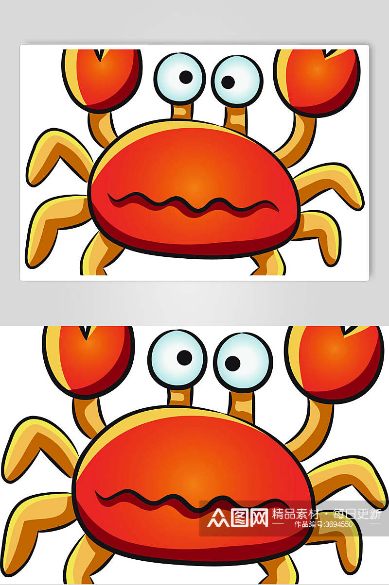 卡通创意螃蟹动物矢量素材素材