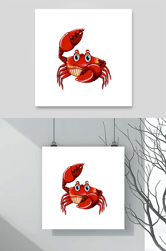 卡通创意食品螃蟹动物矢量素材