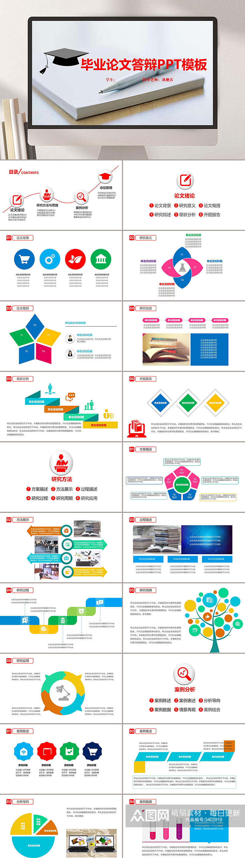 毕业论文答辩模板学士帽简约工作报告PPT素材