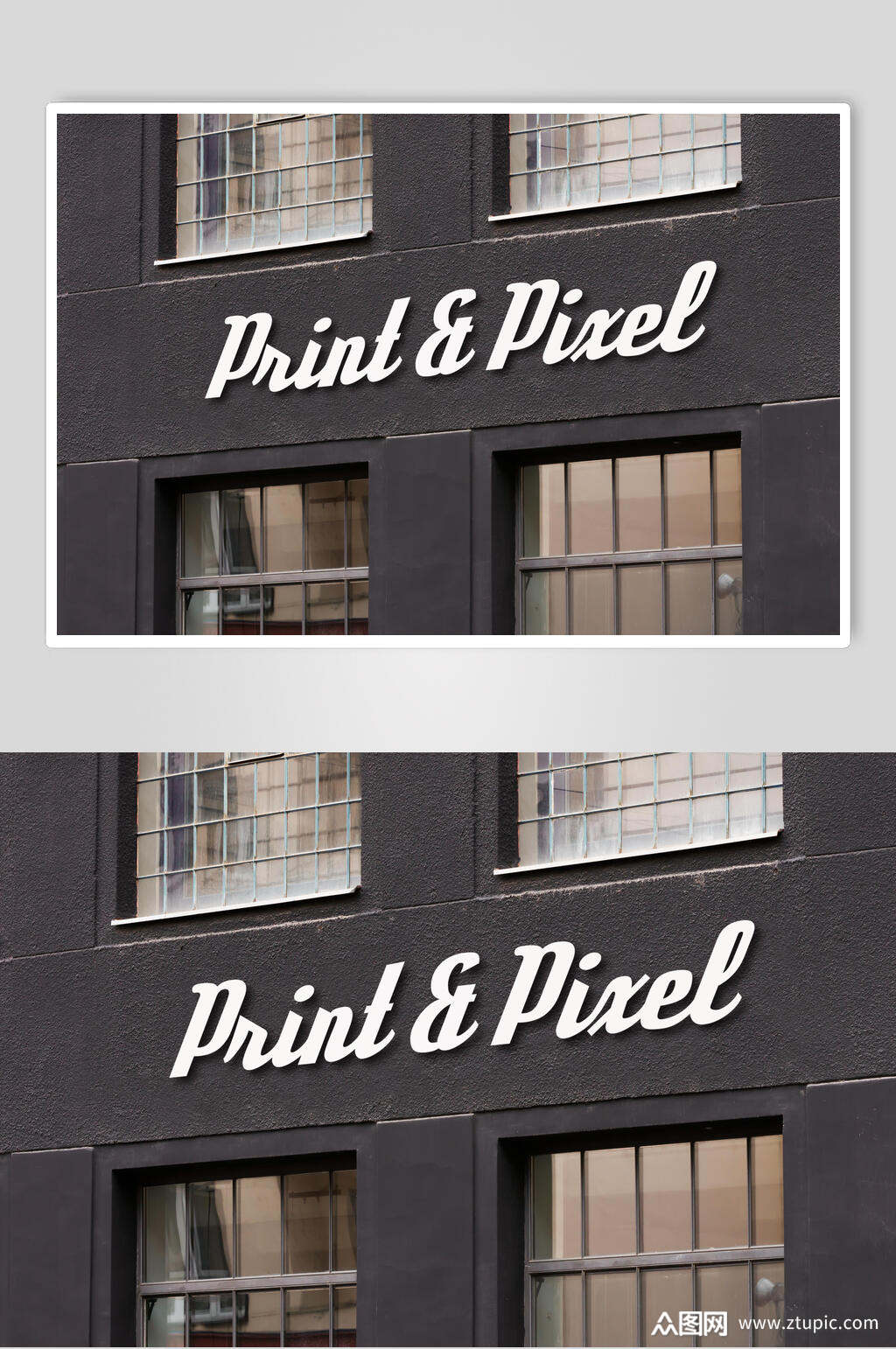 黑色英文窗户大气创意招牌样机素材
