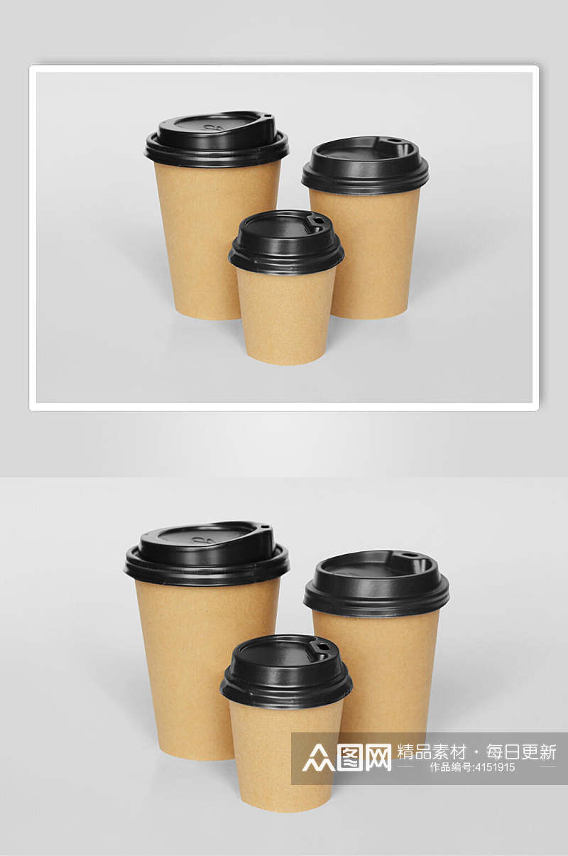 杯子黄咖啡奶茶包装杯设计展示样机素材
