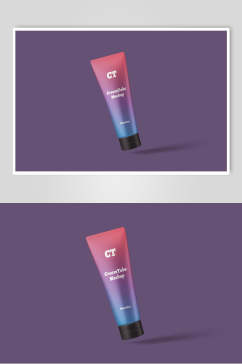 悬空紫色护肤美妆产品包装展示样机