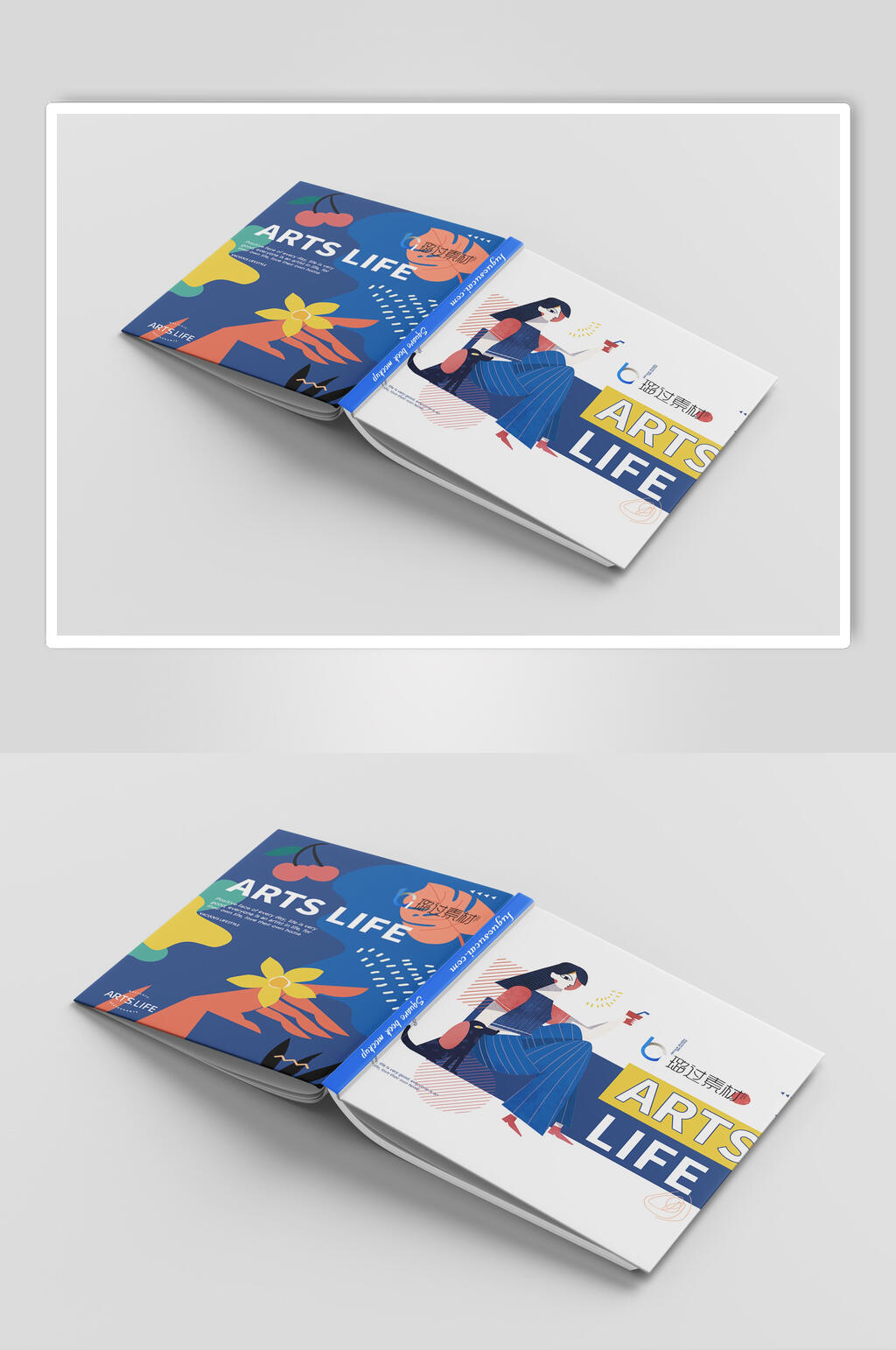 花朵少女杂志手册画册书籍展示样机素材