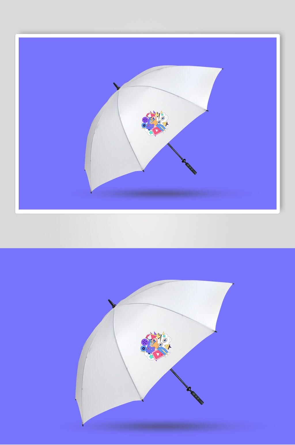 雨伞蓝高端品牌文创VI设计展示样机素材