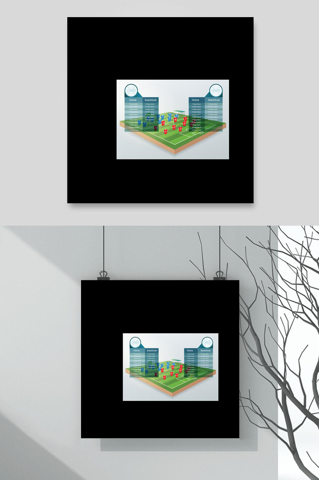高端简约足球比赛得分场景插画矢量素材素材