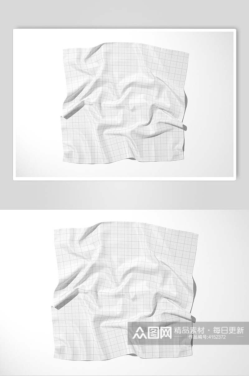 折纸白色线条清新丝绸丝巾盒子样机素材