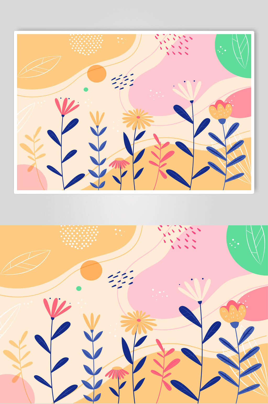 小清新高端花朵植物底纹插画矢量素材素材