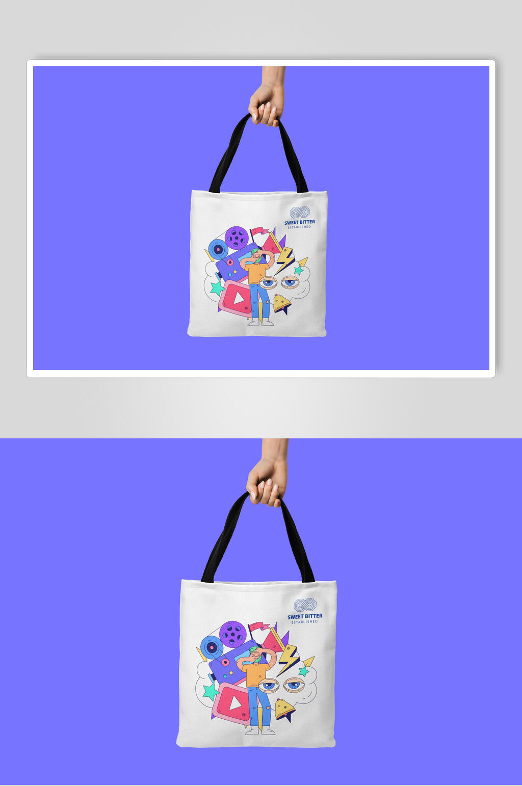 袋子蓝高端品牌文创VI设计展示样机素材