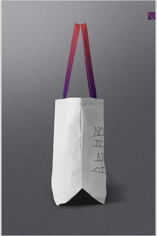 带光影时尚侧面英文帆布袋购物袋样机