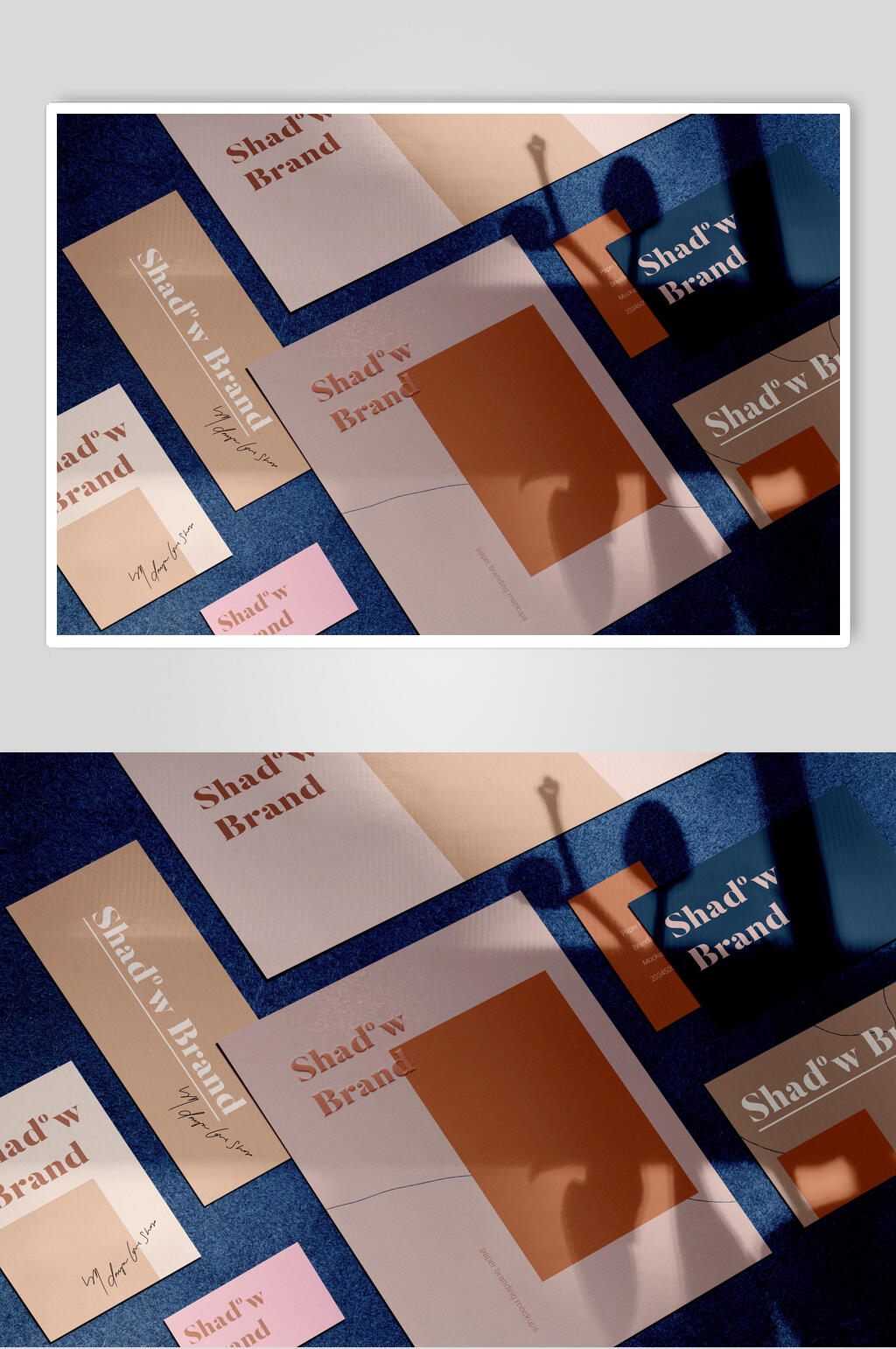 清新阳光大气蓝黄光影场景效果样机素材