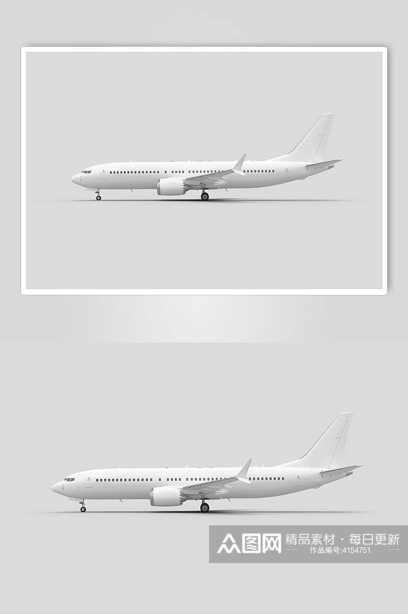飞机灰色立体留白时尚机身展示样机素材