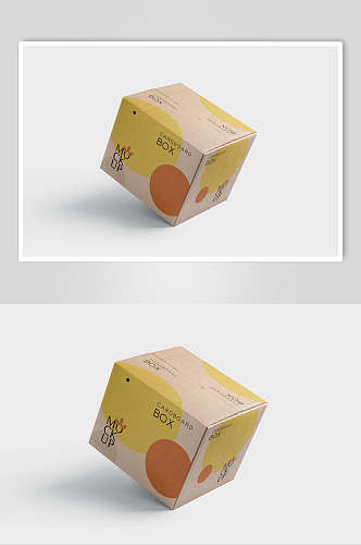 盒子圆形黄清新零食礼盒包装袋样机