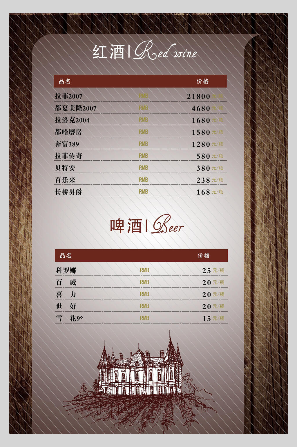 mandan红酒价目表图片