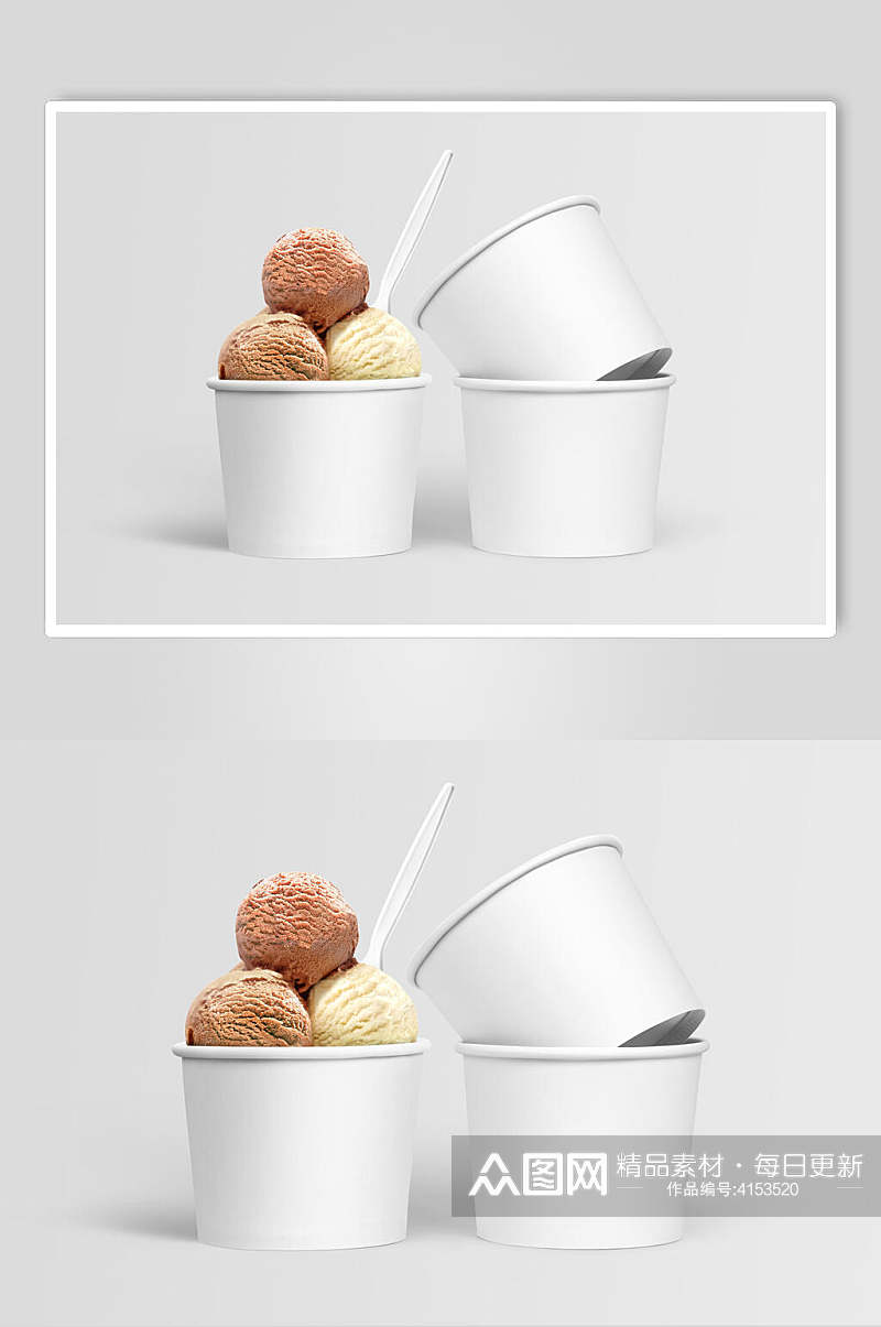 灰色简约大气创意冰淇淋球包装样机素材