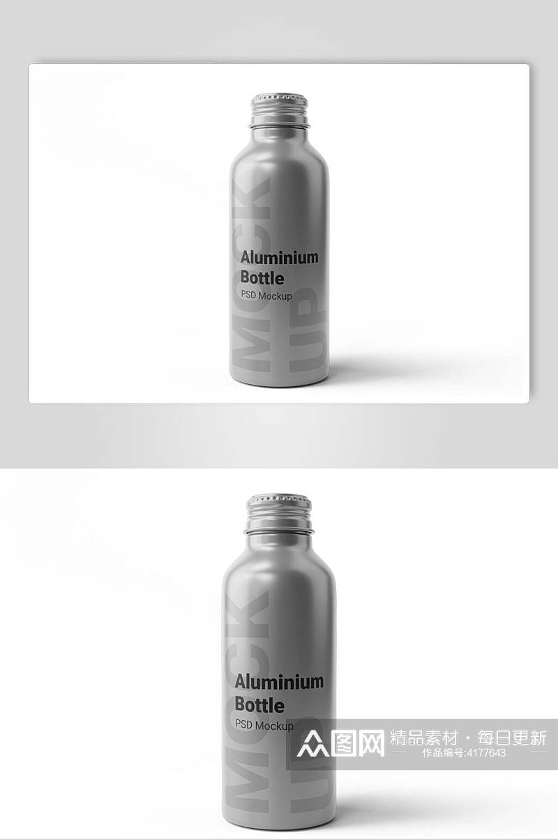 英文灰色瓶子创意大气简约铝瓶样机素材