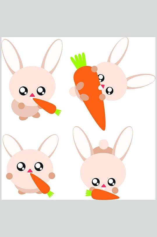 兔子卡通可爱动物形象插画矢量素材