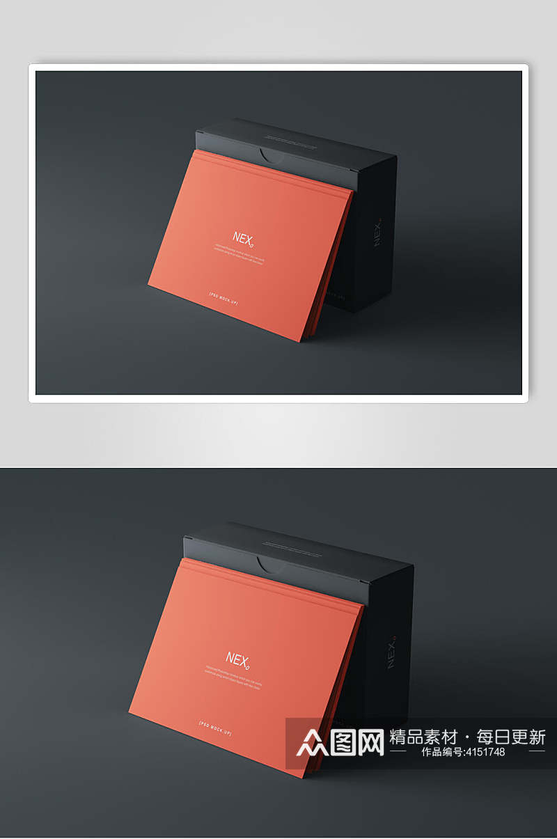 黑红简约大气创意时尚名片盒样机素材