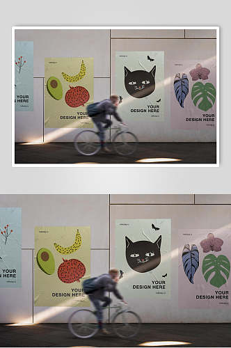 单纯水果清新户外宣传海报展示样机