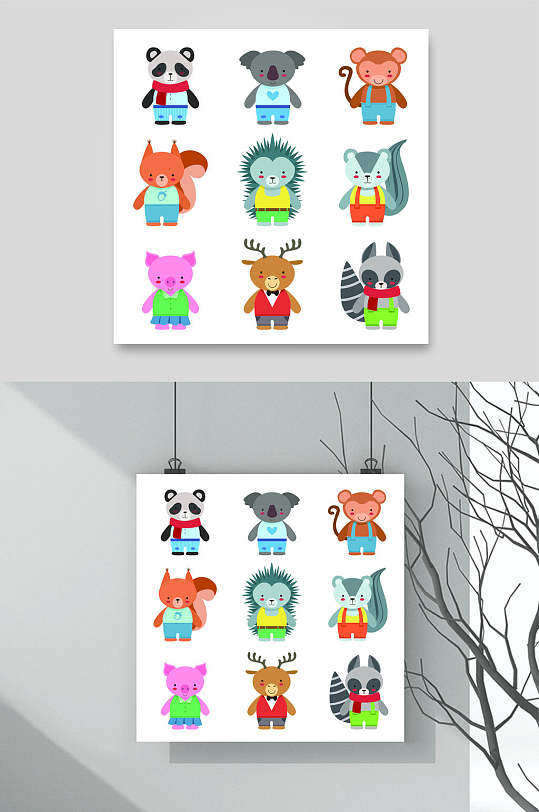 麋鹿卡通可爱动物形象插画矢量素材