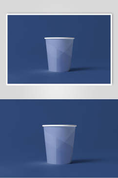 杯子蓝色大气创意纸杯贴图样机
