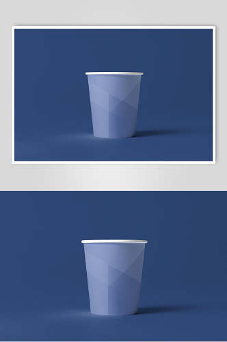 杯子蓝色大气创意纸杯贴图样机