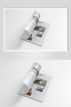 打开灰色时尚杂志书籍设计展示样机