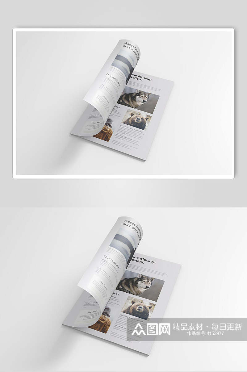 打开灰色时尚杂志书籍设计展示样机素材