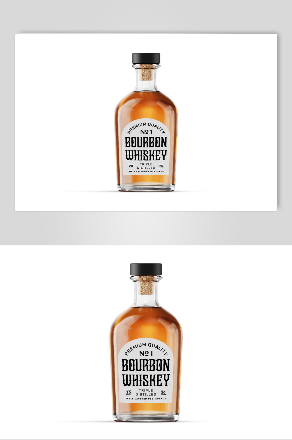 橙色明玻璃瓶酒瓶包装设计展示样机素材