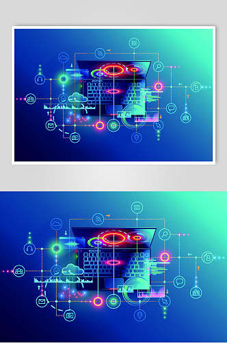高端电脑蓝色科技网络背景矢量素材
