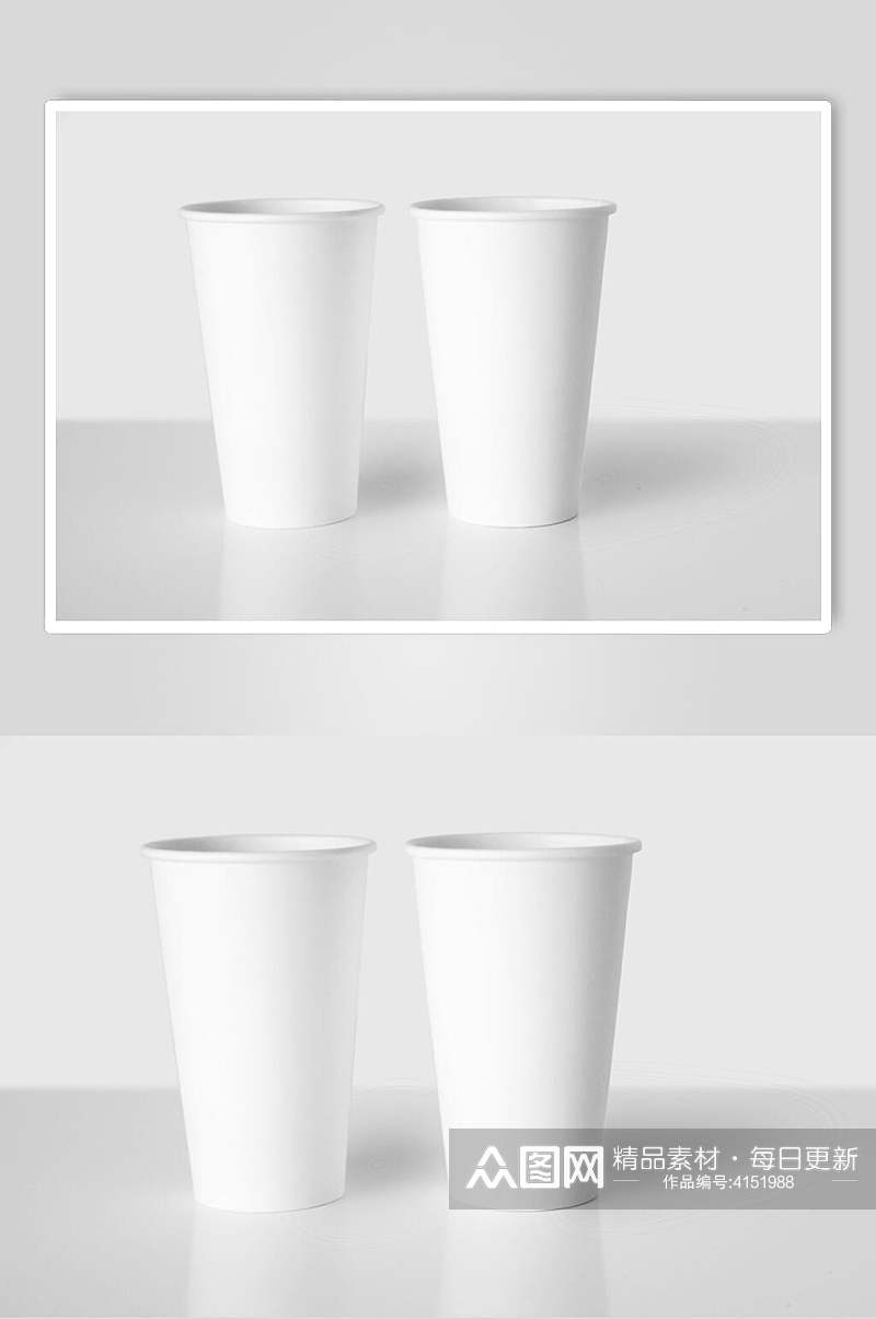 白杯子咖啡奶茶包装杯设计展示样机素材