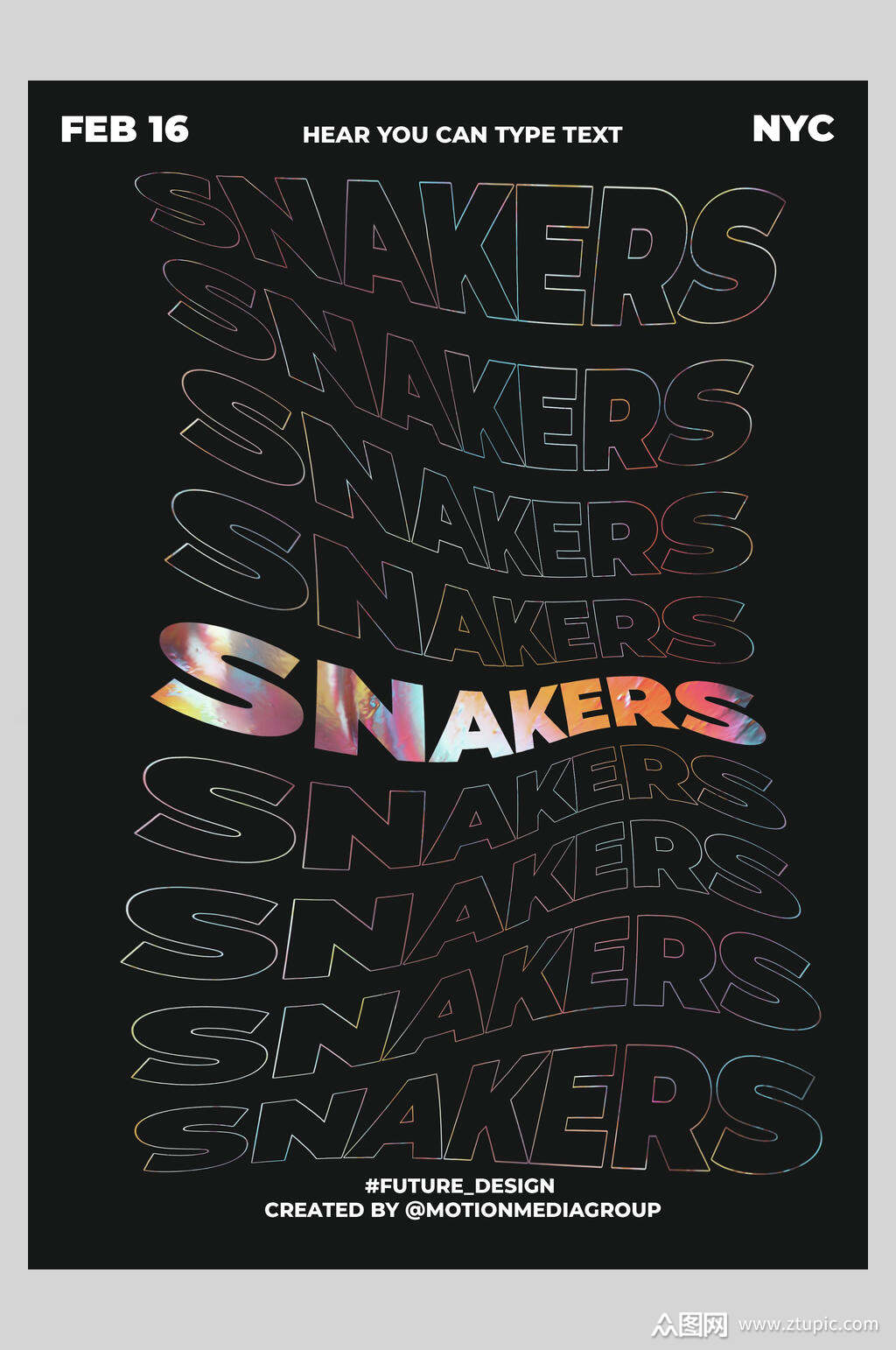 黑底液态流体炫酷字母海报