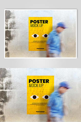 黄黑眼睛清新户外宣传海报展示样机